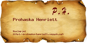 Prohaska Henriett névjegykártya